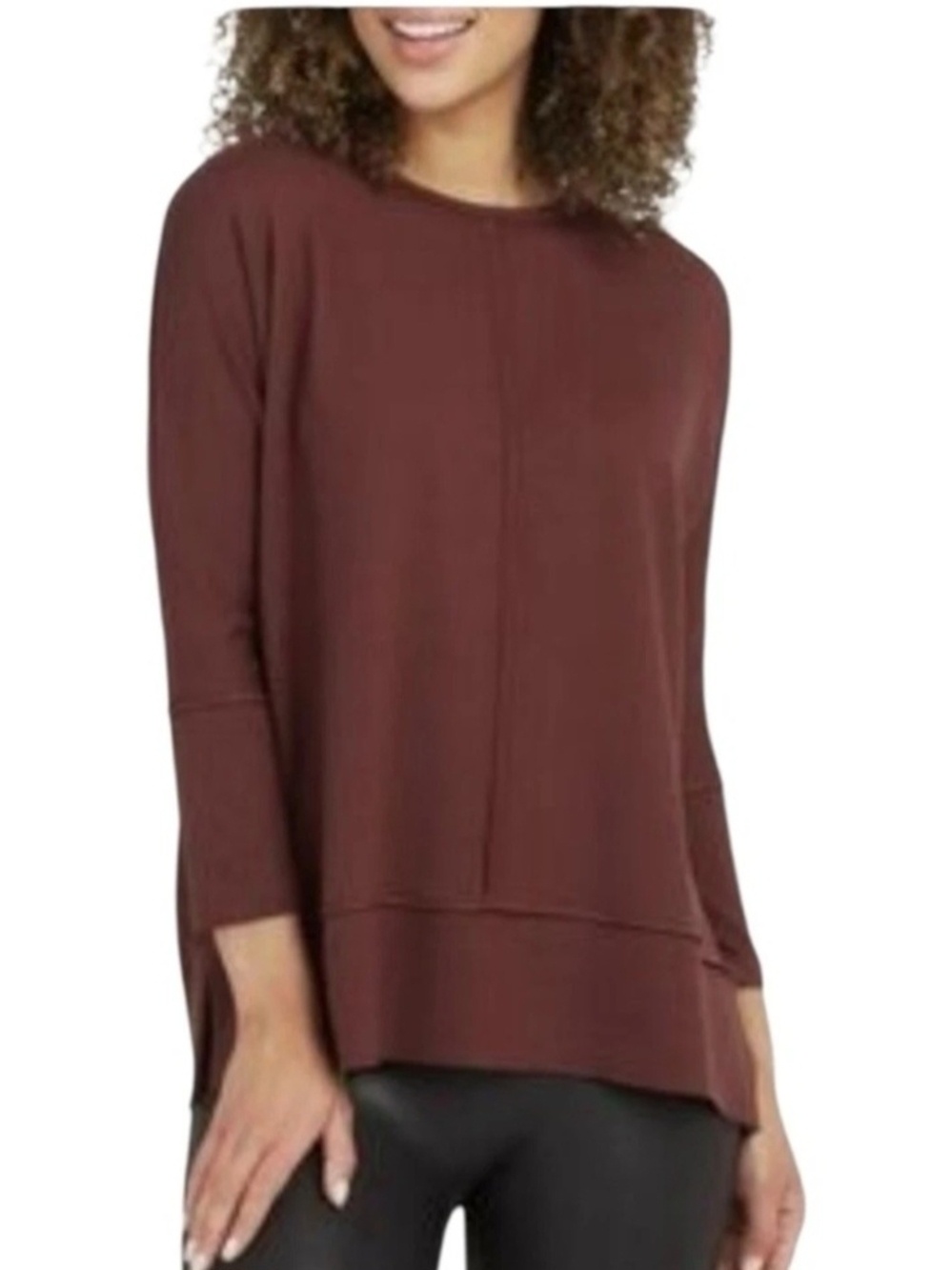 Spanx Perfect Length Dolman Sleeve Top Womens Size 1X Wine - Picture 2 of 13
